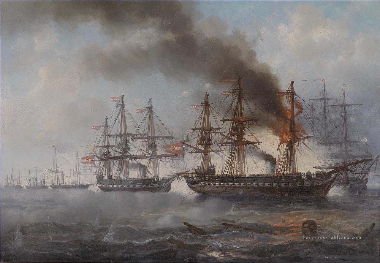 Josef Carl Puttner Seegefecht bei Helgoland 1864 Batailles navale Peintures à l'huile